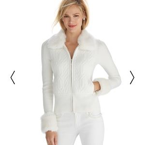 White House Black Market fur collar sweater